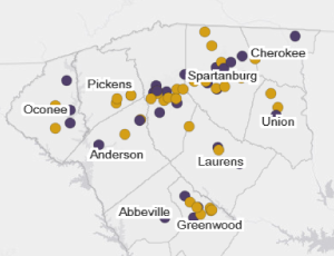 2018 Upstate announcements map