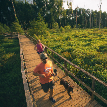 Runners on a boardwalk in Spartanburg SC